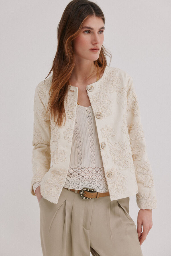Hoss Intropia Eider. casaco jacquard Ecru