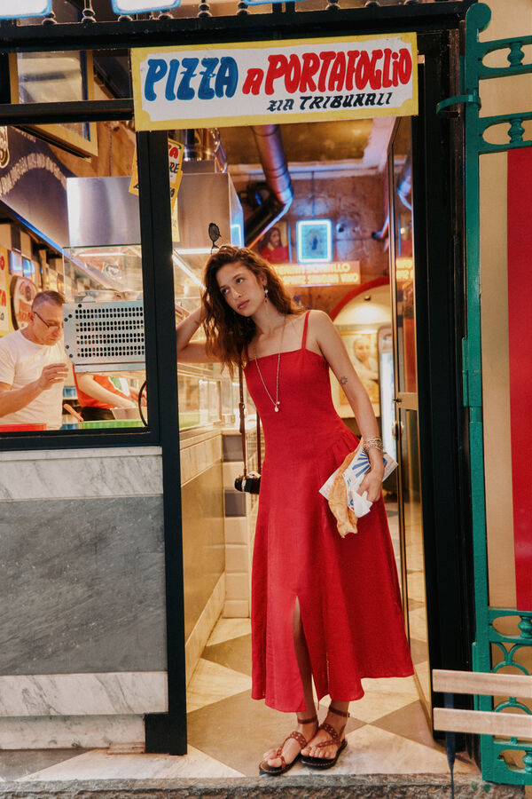 Hoss Intropia Ailin.vVestido midi vermelho Vermelho