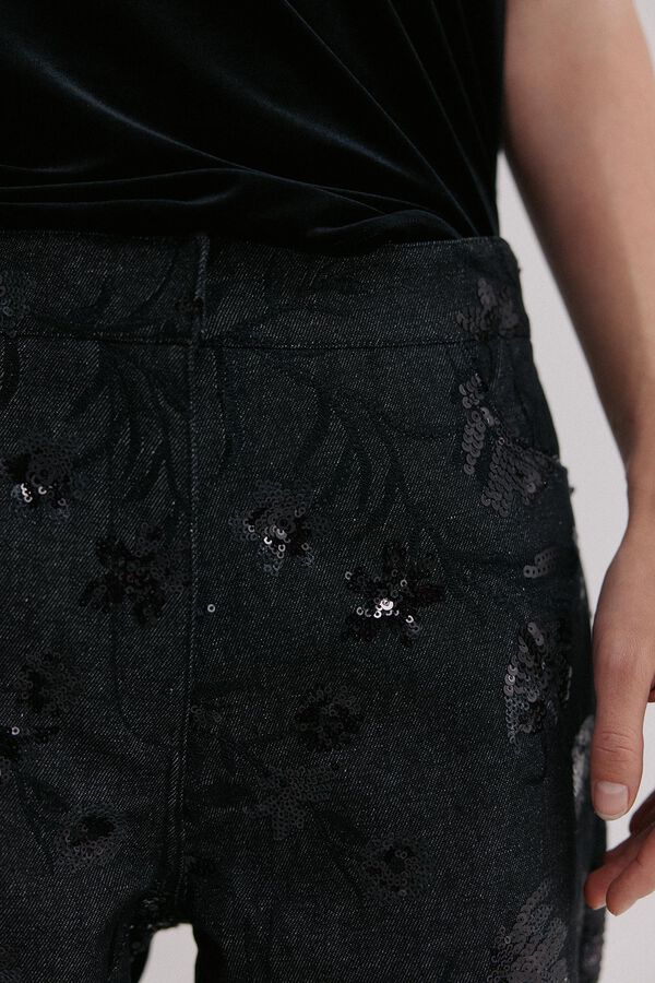 Hoss Intropia Becca. Jeans bordado Cinzento