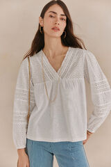 Hoss Intropia Felicidade. T-shirt bordada Branco