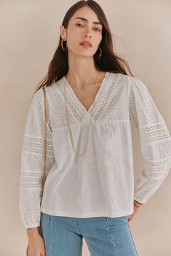 Hoss Intropia Felicidade. T-shirt bordada Branco