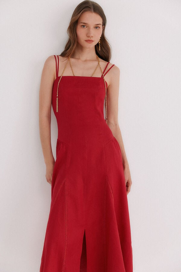Hoss Intropia Ailin.vVestido midi vermelho Vermelho