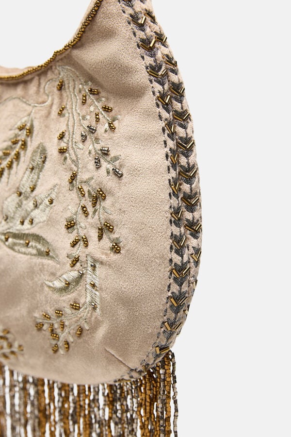 Hoss Intropia Nidia. Bolso bordado con flecos Dorado