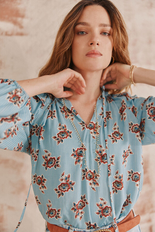 Hoss Intropia Camila. Blusa estampada Estampado Turquesa