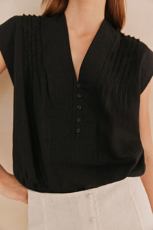 Hoss Intropia Guadalupe. Blusa com franzidos Preto