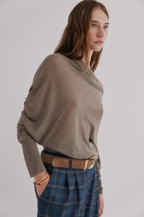 Hoss Intropia Nica. Jersey escote asimétrico Gris