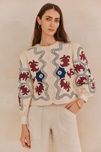 Hoss Intropia Etila. Chaqueta bordada Marfil