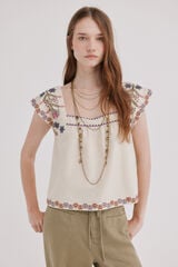 Hoss Intropia Blusa com bordados florais Cali. Subiu