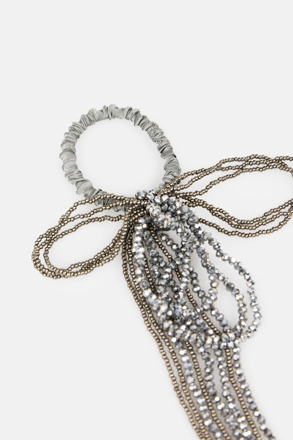 Hoss Intropia Leticia. El&aacute;stico de cabelo prateado com missangas Cinzento