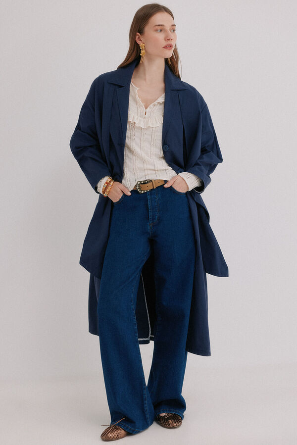 Hoss Intropia Darelle. Gabardina com la&ccedil;ada Azul