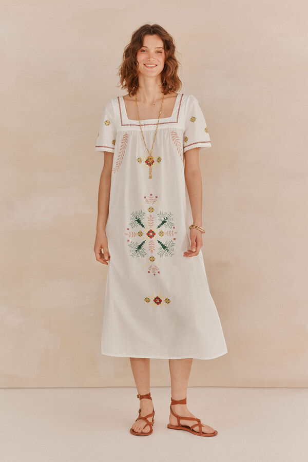 Hoss Intropia Louise. Vestido bordado Marfil