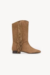 Hoss Intropia Lola. Botas de croute com franjas Beige
