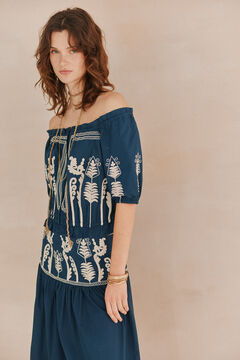 Hoss Intropia Coral. Top bordado. Azul