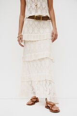 Hoss Intropia Raquel. Saia midi de malha Beige