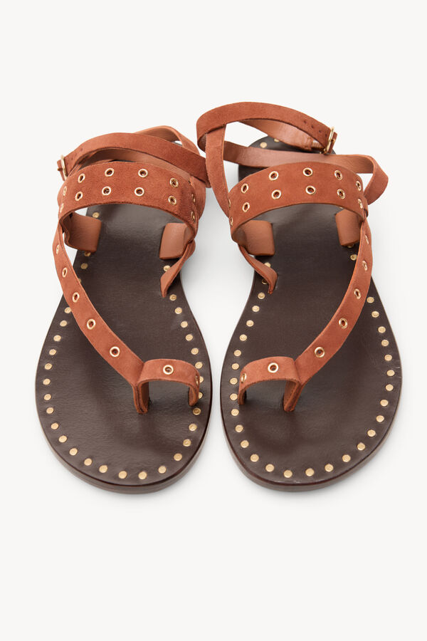 Hoss Intropia Miren. Sandalias de ante con tachas Camel