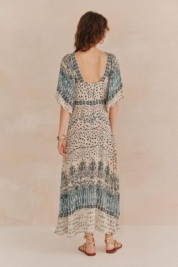 Hoss Intropia Amelia. Vestido bordado. Beige