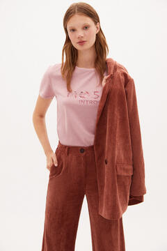 Hoss Intropia Jade Camiseta de algodón con logo Rosa