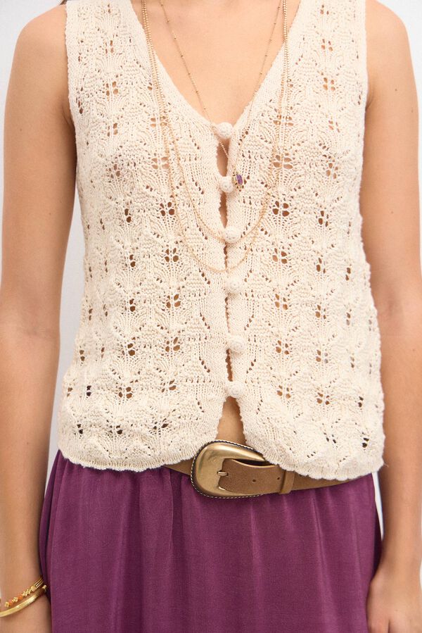 Hoss Intropia Titina. Colete crochet Ecru