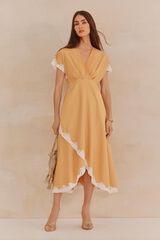 Hoss Intropia Amanda. Vestido lingerie Castanho
