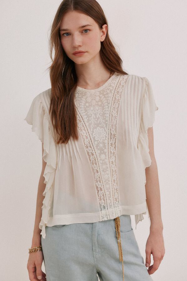 Hoss Intropia Cindy. Blusa rom&acirc;ntica Ecru