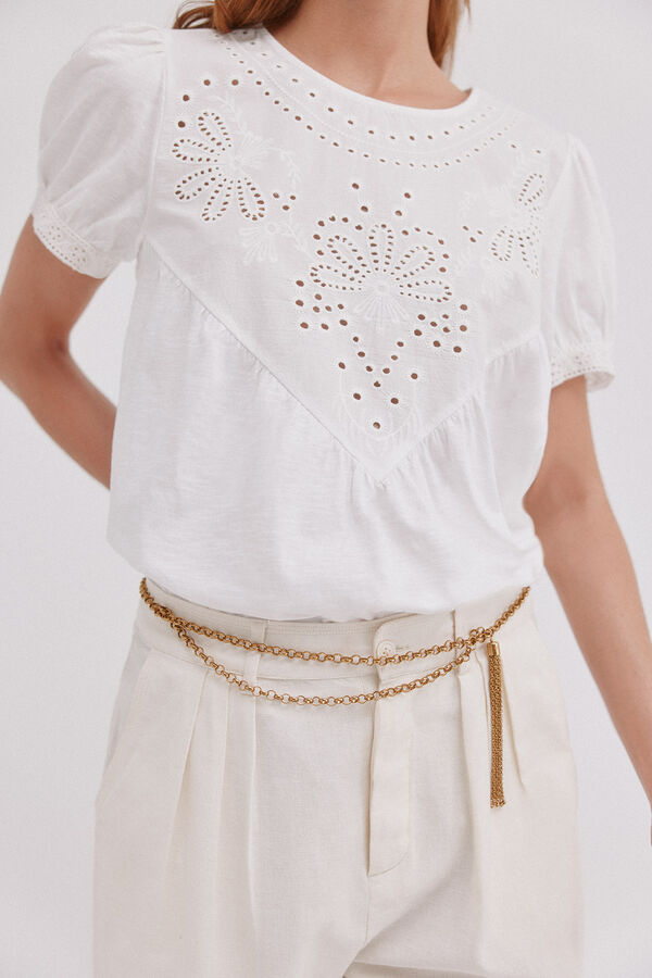 Hoss Intropia María. Camiseta romántica Blanco