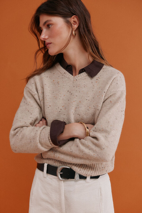 Hoss Intropia Imelda. Jersey jaspeado Beige