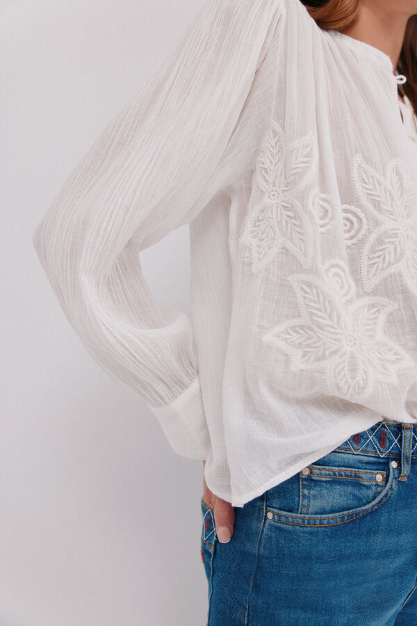 Hoss Intropia Cosima.  Blusa bordada floral Ecru
