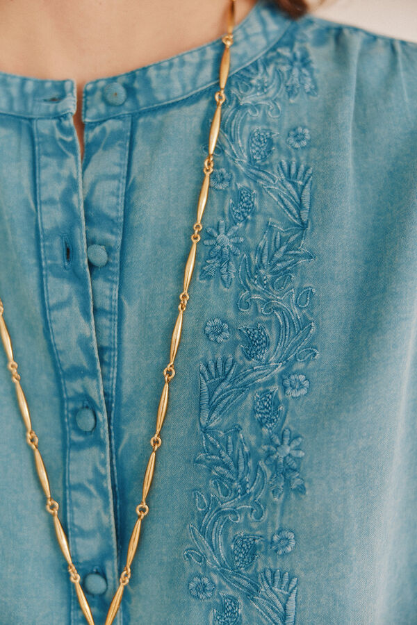 Hoss Intropia Cara. Blusa bordada. Azul