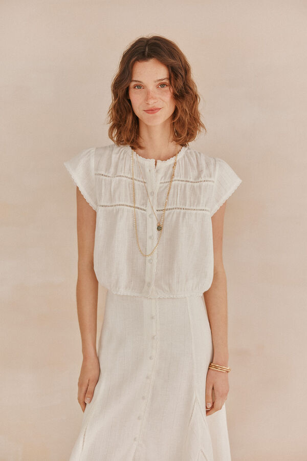 Hoss Intropia Cira. Blusa de lino Marfil
