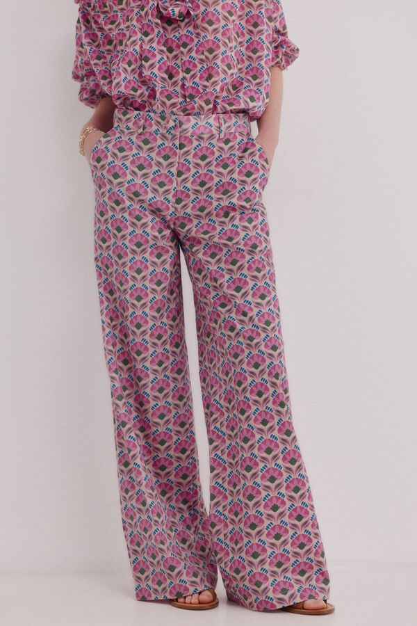 Hoss Intropia Persia. Pantal&oacute;n floral Turquesa
