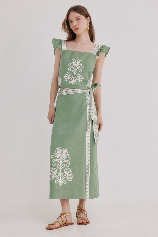 Hoss Intropia Caela. Top bordado Verde