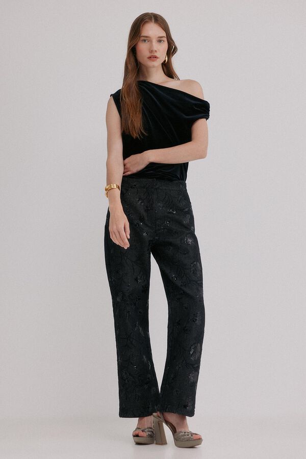 Hoss Intropia Becca. Jeans bordado Cinzento