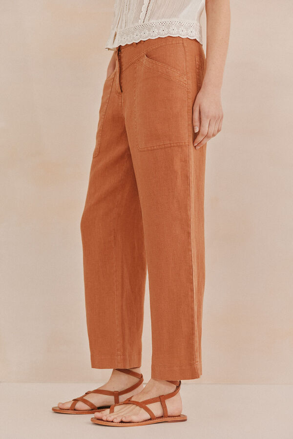 Hoss Intropia Priya.Pantalon lino Marron