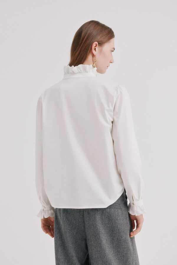 Hoss Intropia Clea. Camisa com folhos Branco