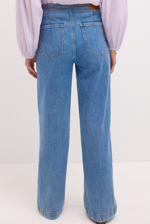 Hoss Intropia Olga. Jeans de perna larga com botões Azul