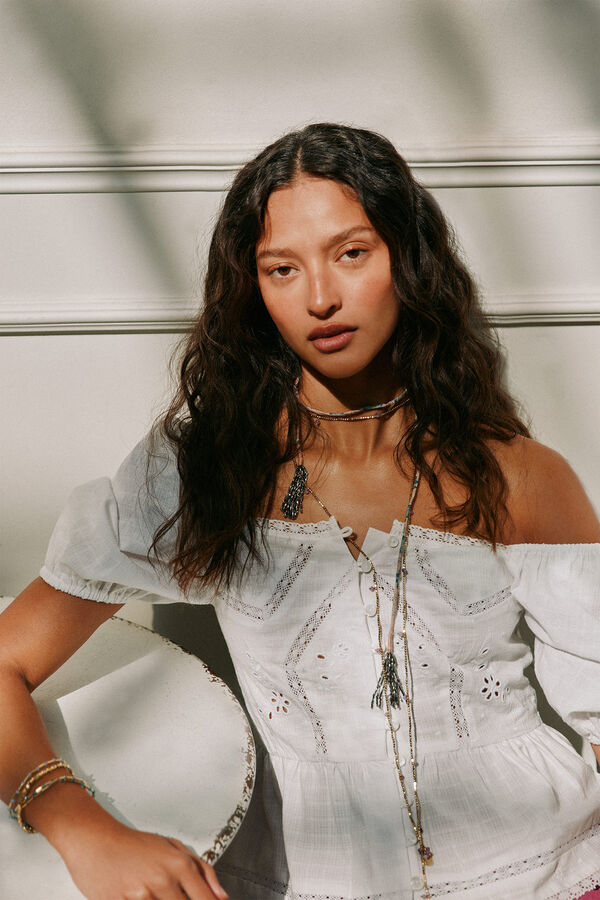 Hoss Intropia Gaia. Blusa rom&aacute;ntica peplum Marfil