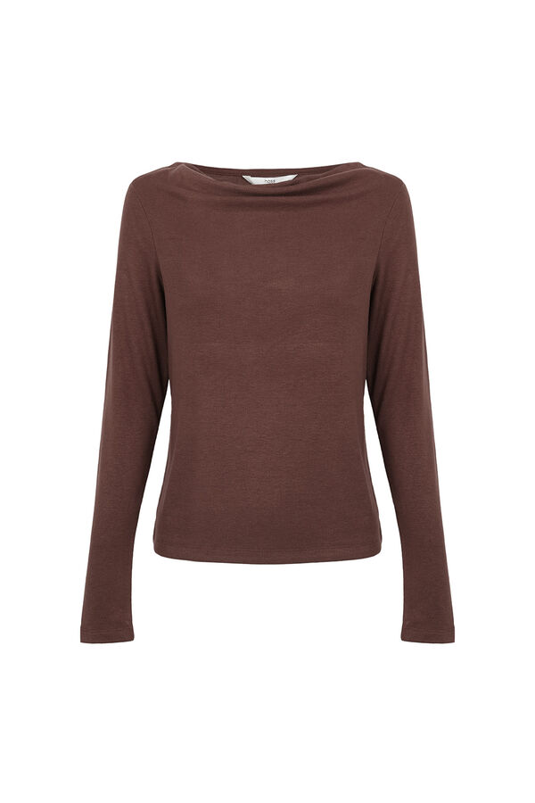 Hoss Intropia Mirta. Camiseta con escote drapeado Marron oscuro