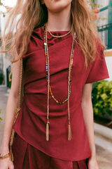 Hoss Intropia Nicole. Collar largo cadena trenzada Dorado