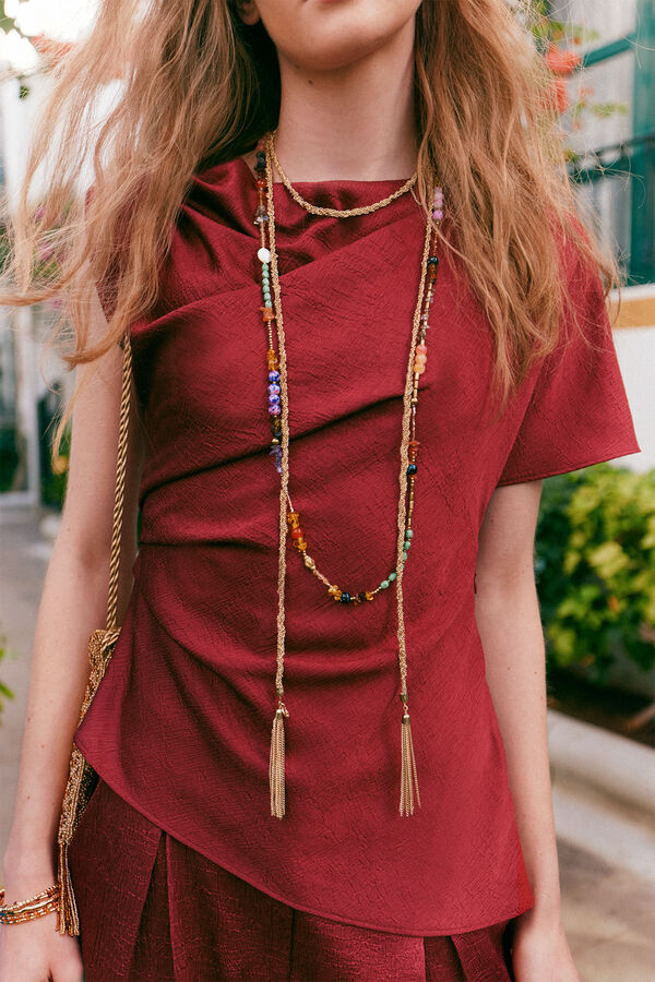 Hoss Intropia Nicole. Collar largo cadena trenzada Dorado