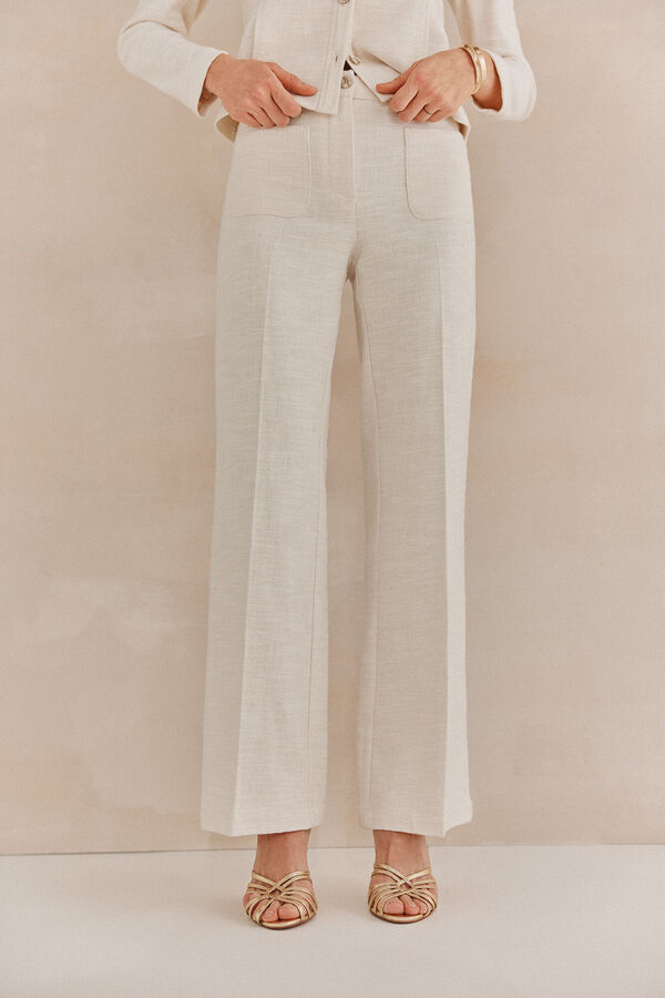 Hoss Intropia Paula. Pantalones jaquard Blanco