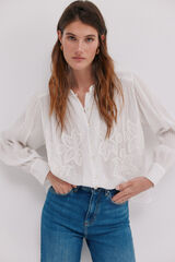 Hoss Intropia Cosima.  Blusa bordada floral Ecru