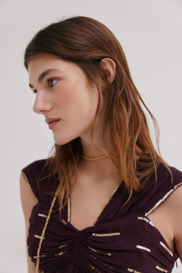 Hoss Intropia Aurora. Vestido bordado Morado