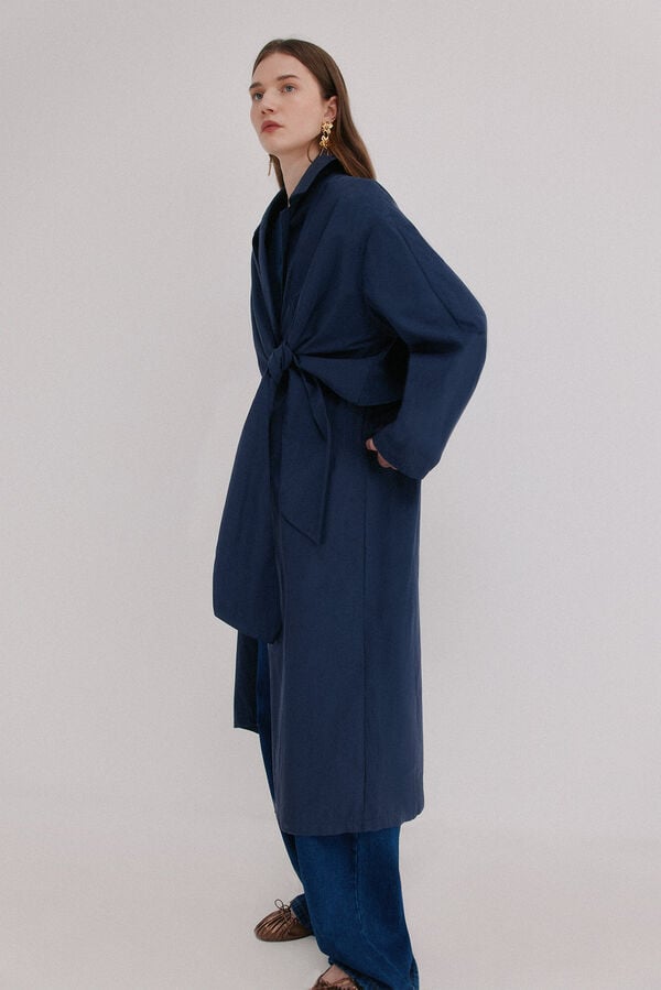 Hoss Intropia Darelle. Gabardina com la&ccedil;ada Azul