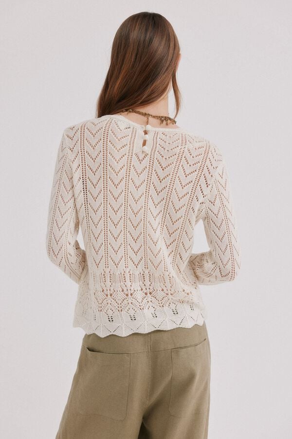 Hoss Intropia Ivy. Camisola em malha ajurada Branco