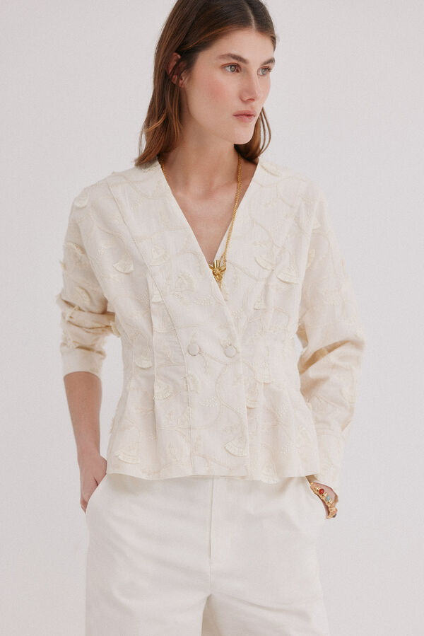 Hoss Intropia Gema. Blusa bordada Ecru