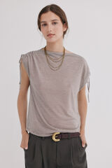Hoss Intropia Madison. T-shirt com franzidos Castanho