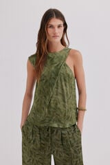 Hoss Intropia Cornelia. Top asim&eacute;trico Estampado Verde