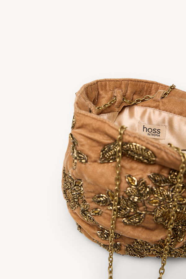 Hoss Intropia Nina. Bolsa de veludo e miçangas Dourado