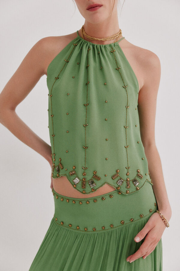Hoss Intropia Clarisa. Blusa missangas Verde