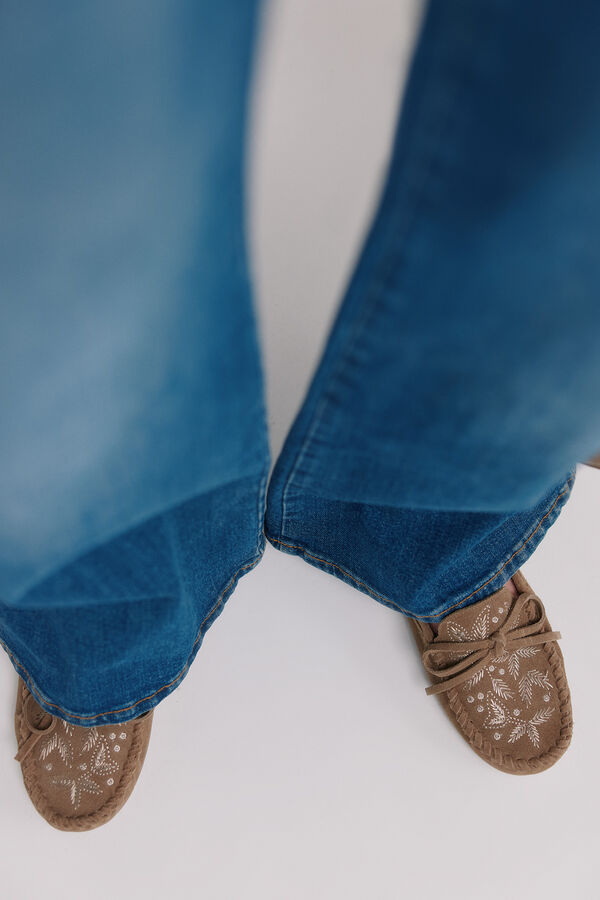 Hoss Intropia Marcela. Mocassins de croute bordados Beige